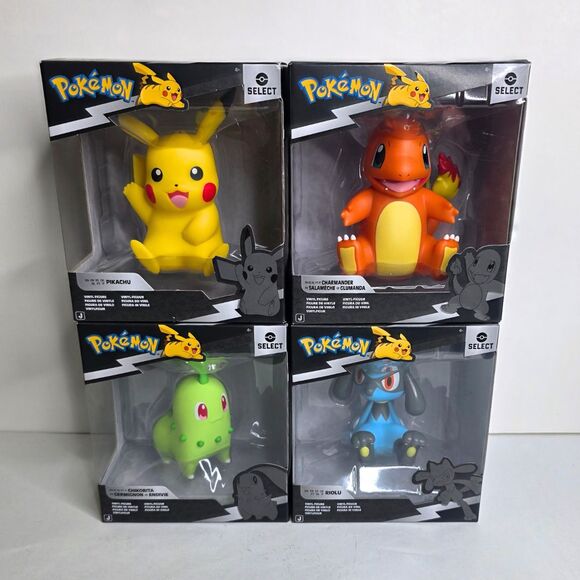Pokemon Jazwares Pikachu Charmander Chikorita Riolu Series 4 Complete Set of 4 - Picture 1 of 10